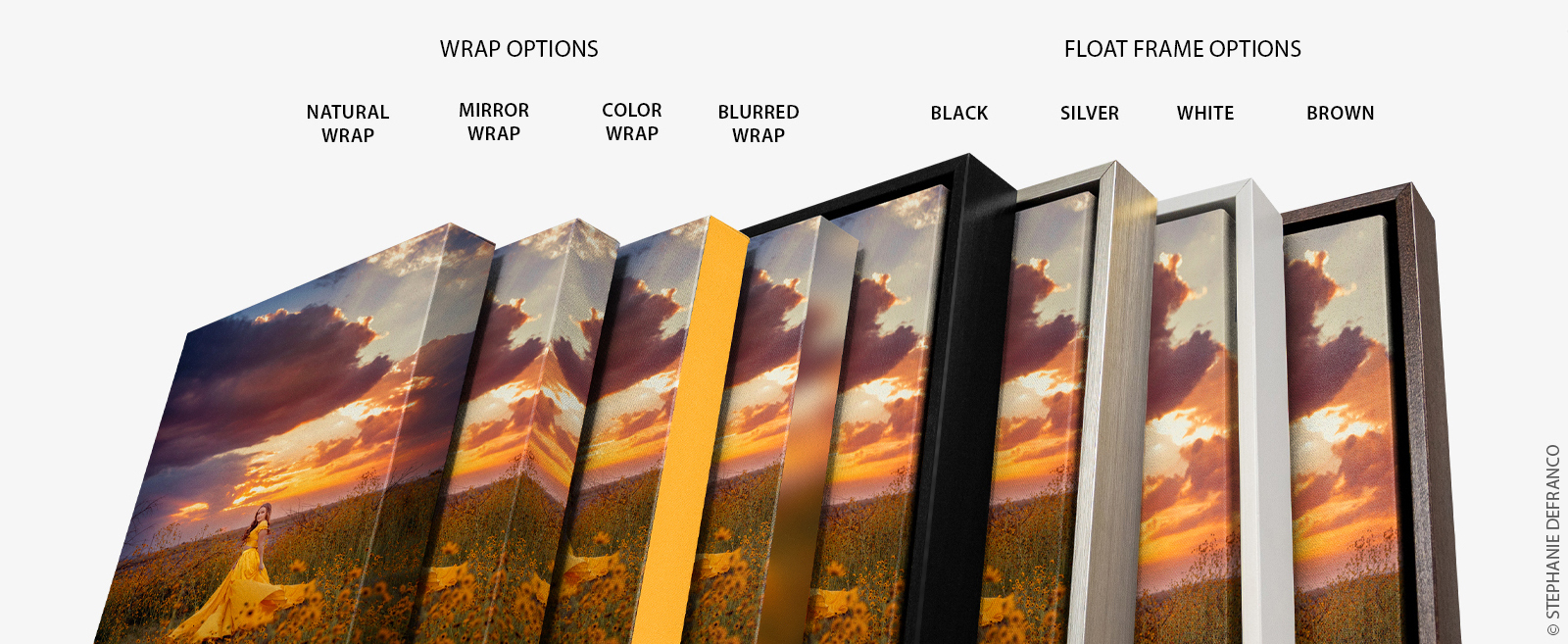 Canvas Wrap PRO is available with your choice of four border styles- natural wrap, blurred wrap, mirror wrap, and traditional natural wrap.